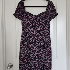 City Triangles Black and Pink Floral Midi Dress